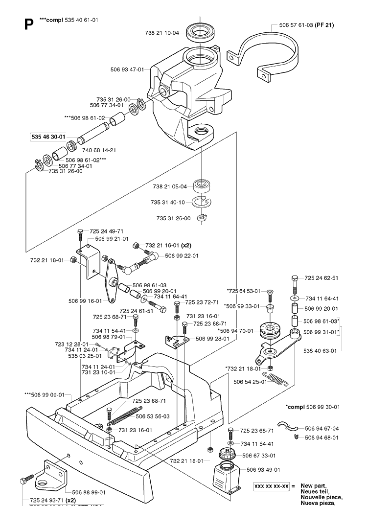 Steering Column Diagram and Parts List for PR18 2003-02 Husqvarna Lawn Mower