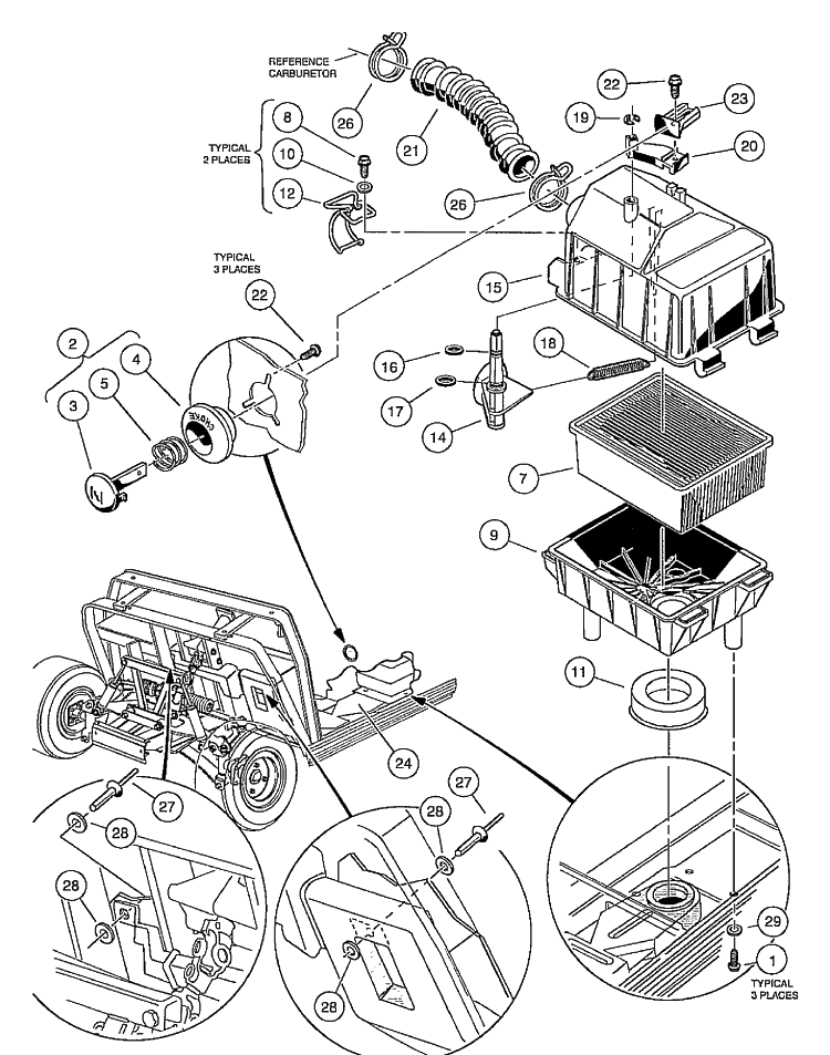Intake Duct, Choke, And Air Box Assembly Diagram and Parts List for HUV4210GXP 2005-06 Husqvarna Lawn Tractor