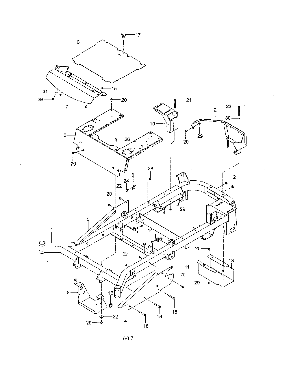 Frame Diagram and Parts List for 967334101-00  Husqvarna Lawn Mower