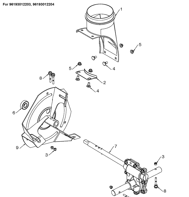 Auger Housing And Impeller 9 Diagram and Parts List for ST224P  Husqvarna Snow Blower