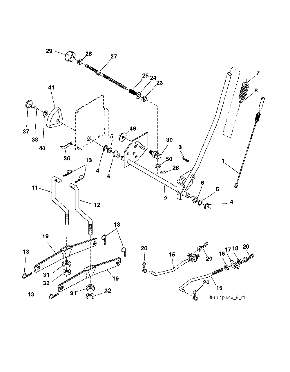 Mower Lift / Deck Lift Diagram and Parts List for CTH220TWIN (96061019102)(2007-11) Husqvarna Lawn Tractor