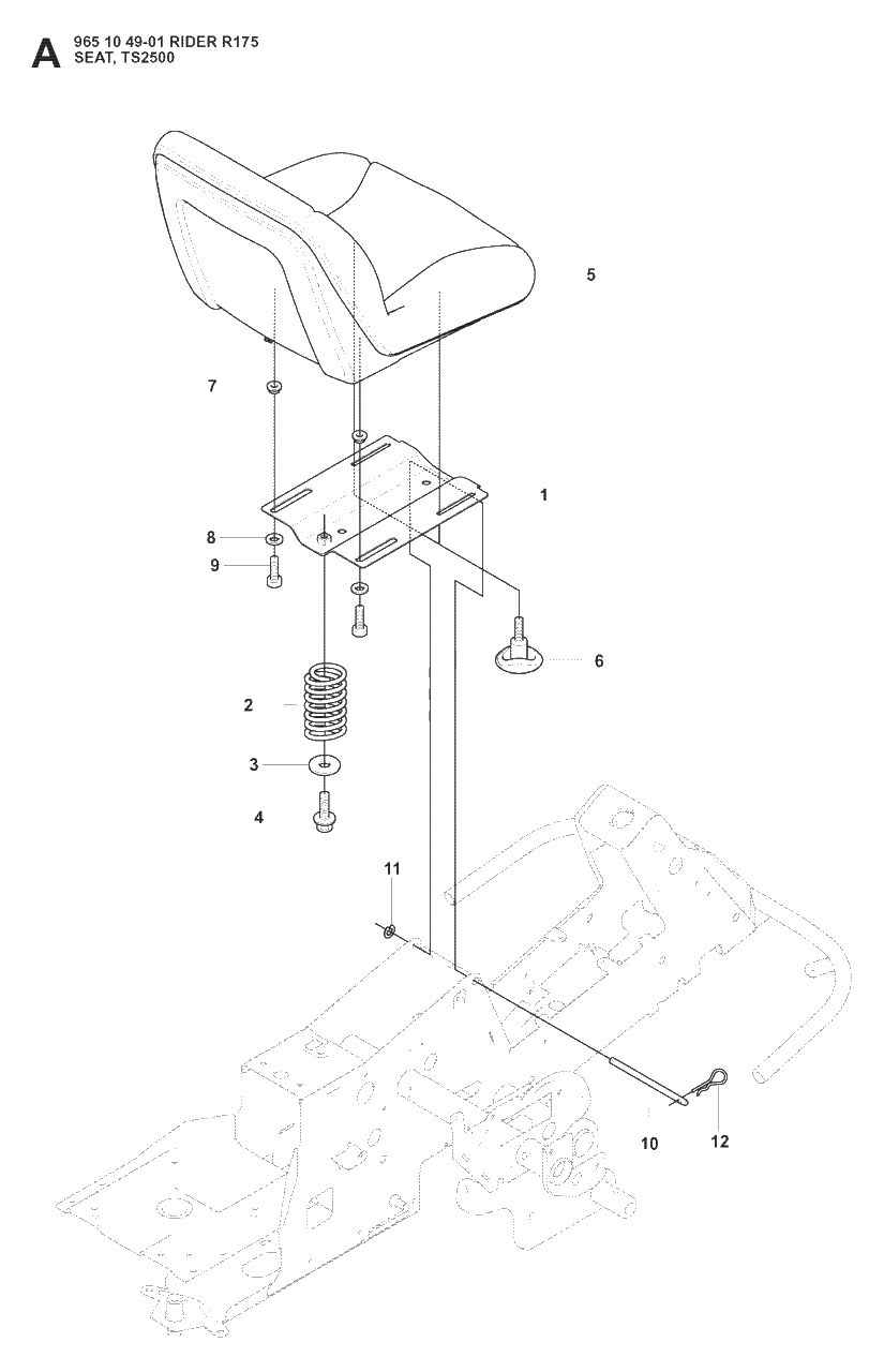 Seat Diagram and Parts List for R175 (965104901)(2008-06) Husqvarna Lawn Tractor