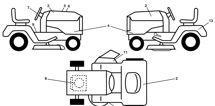 Decals Diagram and Parts List for LTH1538 (96043003802)(2008-04) Husqvarna Lawn Mower