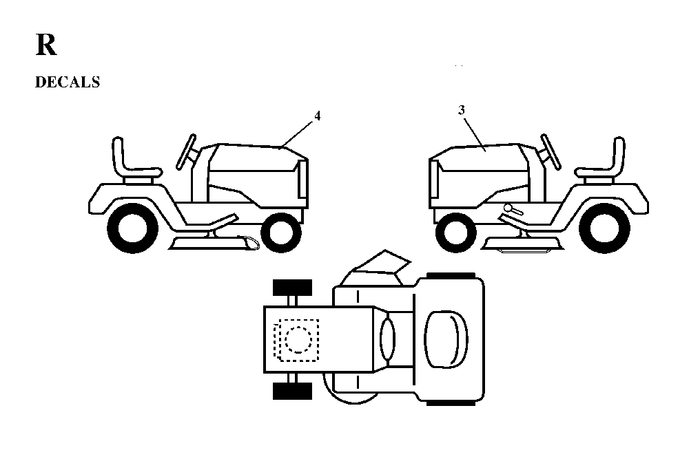 Decals Diagram and Parts List for LTH130 (HE13H36D, 954820001)(1997-03) Husqvarna Lawn Tractor