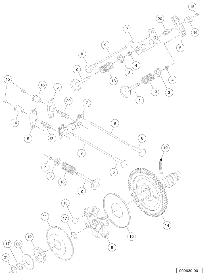 Valves And Camshaft Diagram and Parts List for HUV4421GXP 2009 Husqvarna Lawn Tractor