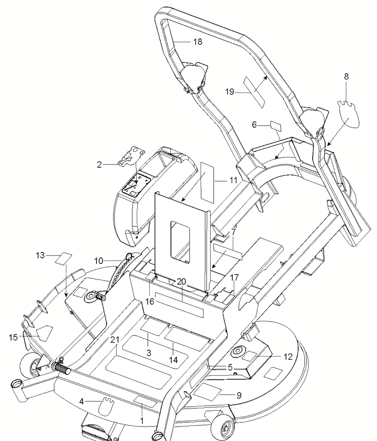 Decals Diagram and Parts List for MZ61 (970467701-00)(2020-04) Husqvarna Lawn Mower