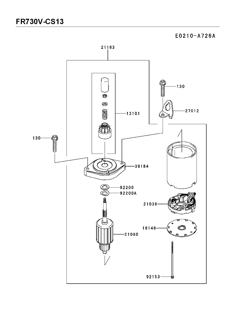 Starter Diagram and Parts List for FR730V-CS13 2018-11 Husqvarna Engine