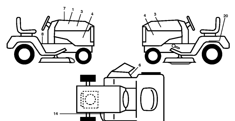 Decals Diagram and Parts List for YTA19K42 (96043013901)(2012-10) Husqvarna Lawn Tractor