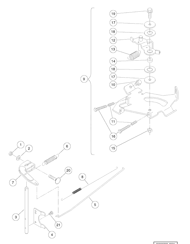 Governor Arm And Springs Diagram and Parts List for HUV4421GXP 2009 Husqvarna Lawn Tractor