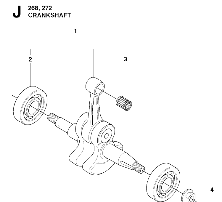 Crankshaft Diagram and Parts List for 272XP 20091400001-20163200000 Husqvarna Chainsaw