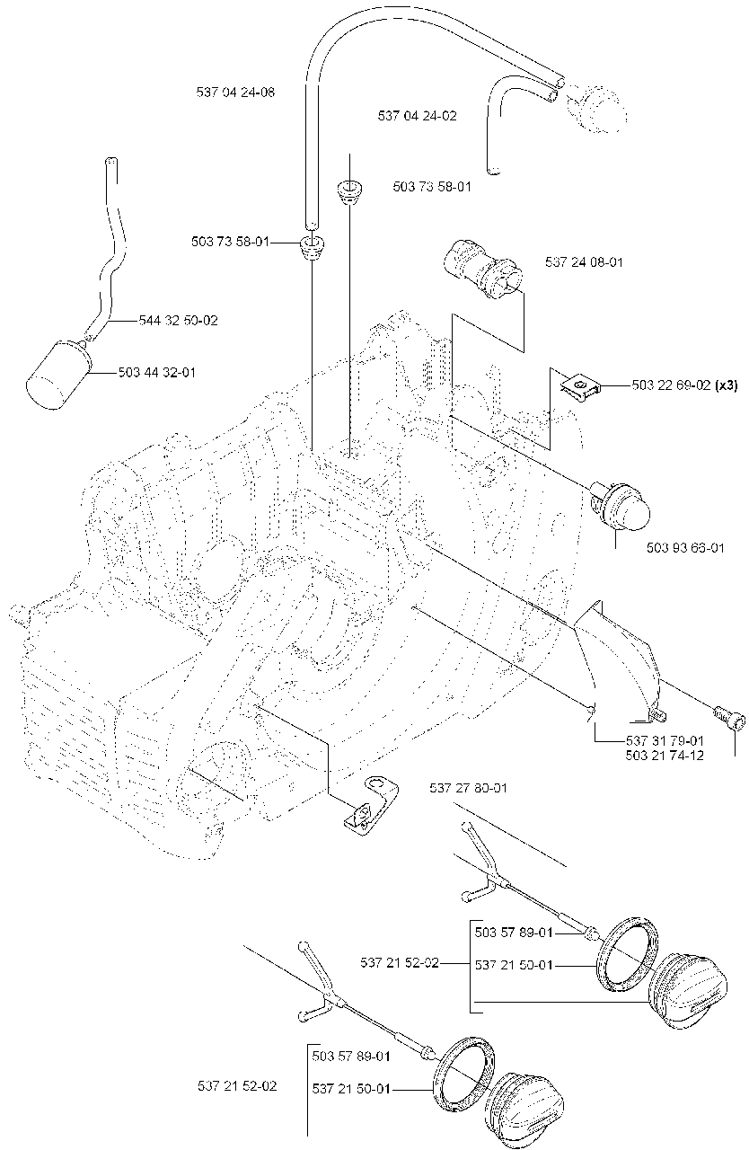 Fuel System Diagram and Parts List for 455ERANCHER 2007-01 Husqvarna Chainsaw