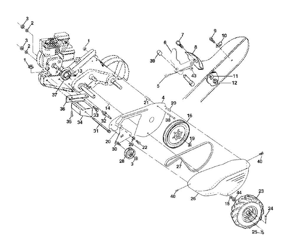 Mainframe, Left Side Diagram and Parts List for 550CRTH (954140064-B)(1999-03) Husqvarna Tiller