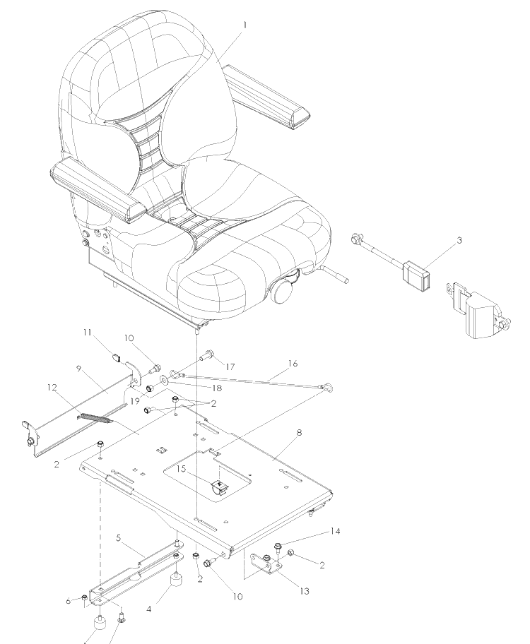 Seat Diagram and Parts List for LZ25 (968999772)(2008-01) Husqvarna Lawn Mower