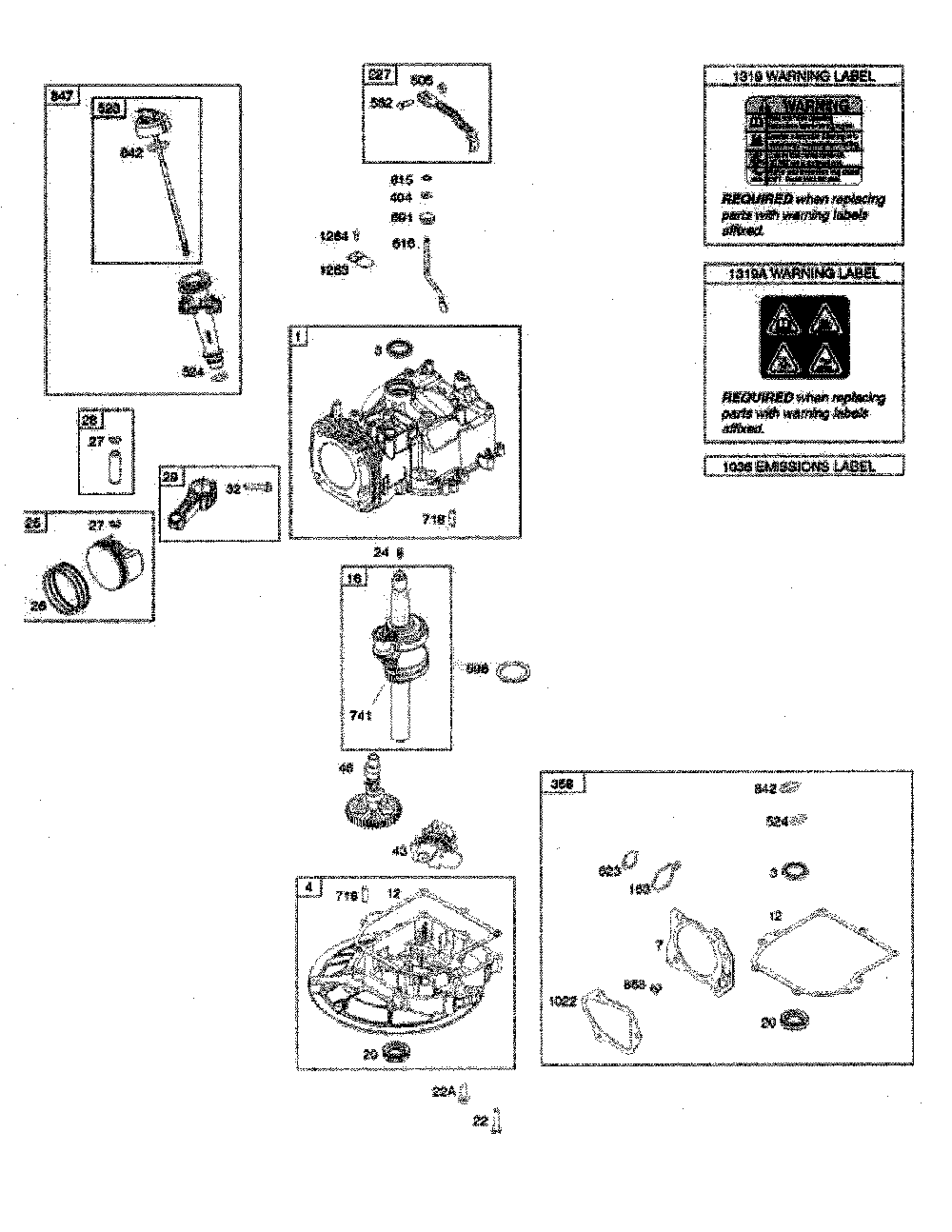 Cylinder/crankshaft/gasket set Diagram and Parts List for 96145003500  Husqvarna Lawn Mower