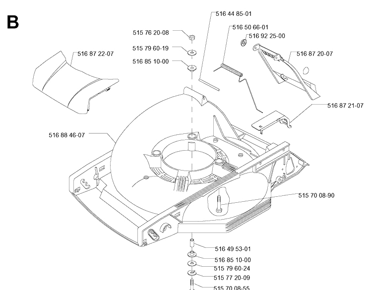Frame Diagram and Parts List for 46 ROYAL Husqvarna Lawn Mower
