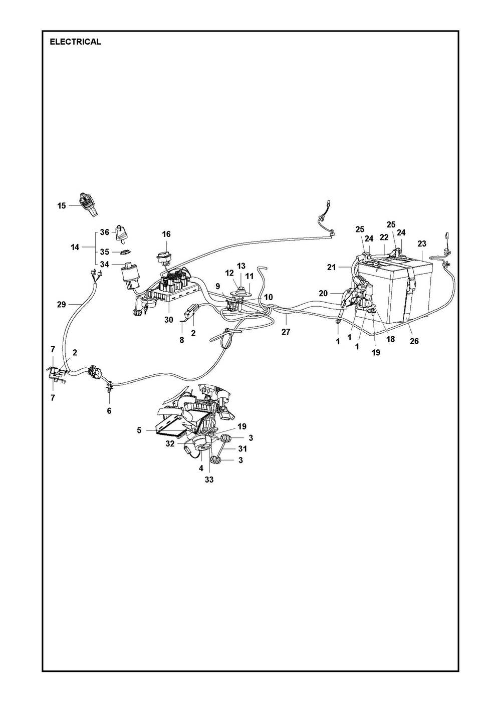 Electrical Diagram and Parts List for R318X 2023 Husqvarna Lawn Tractor