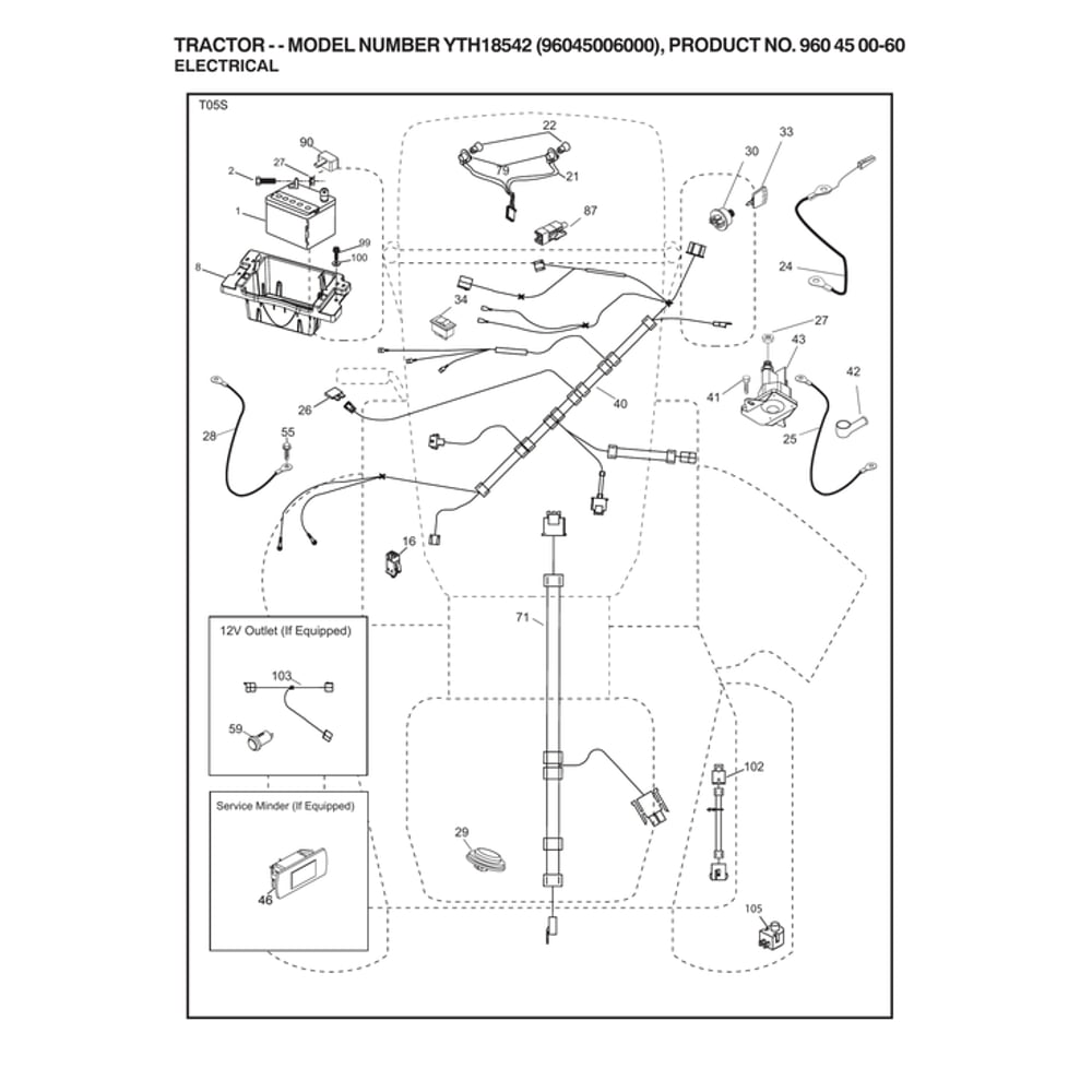 Electrical Diagram and Parts List for 96045006000  Husqvarna Lawn Tractor