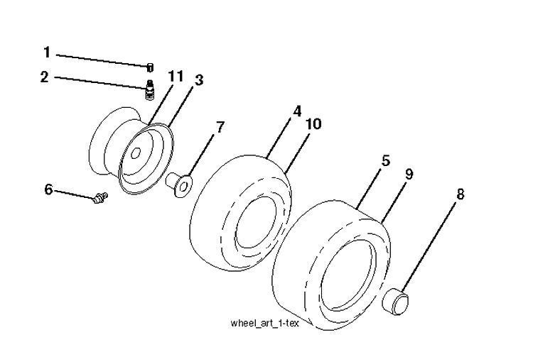 Wheels And Tires Diagram and Parts List for LGT2654 (96045005000)(2013-09) Husqvarna Lawn Tractor