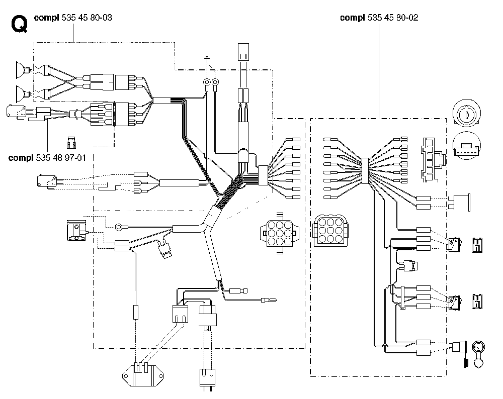 Wiring Harness Diagram and Parts List for RIDERPRO18AWD (953536601)(2005-03) Husqvarna Lawn Tractor