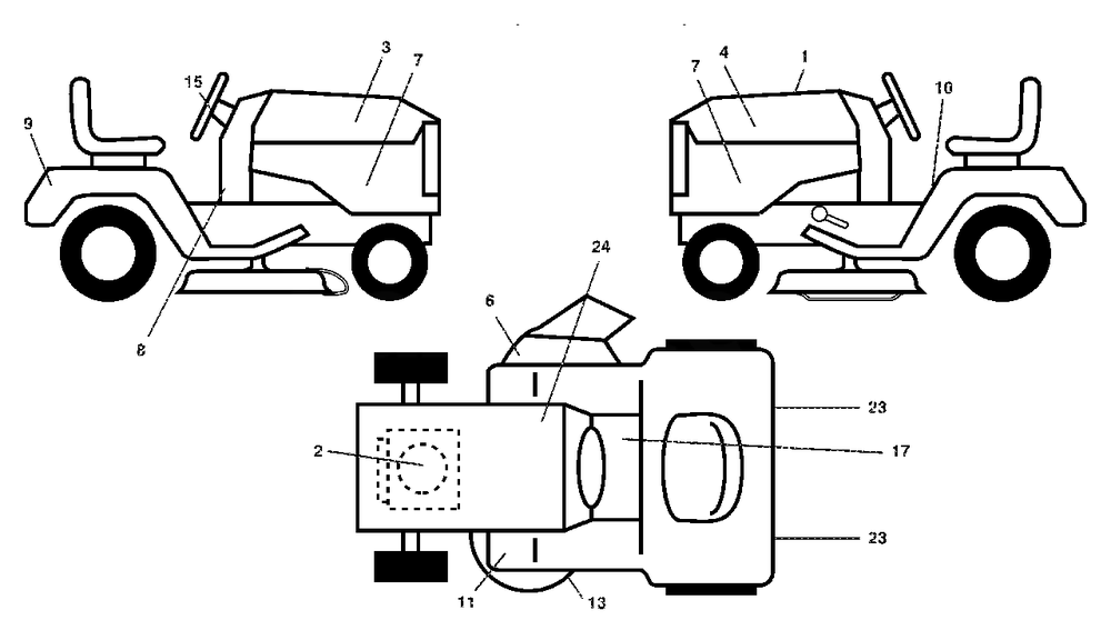 Decal Diagram and Parts List for GTH2350 (954568540-A)(2002-07) Husqvarna Lawn Tractor