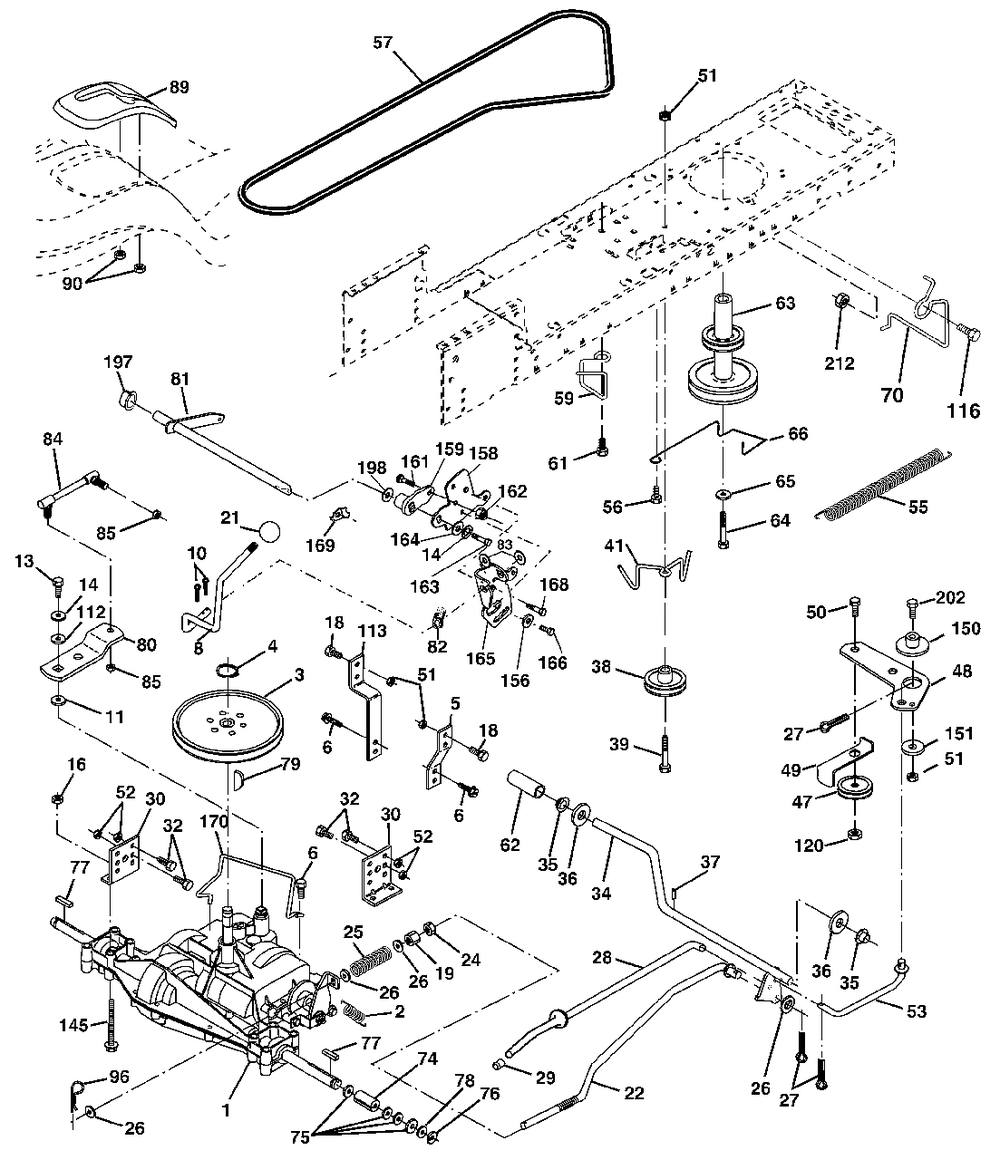 Drive Diagram and Parts List for LT1538 (954569776-D)(2003-01) Husqvarna Lawn Tractor