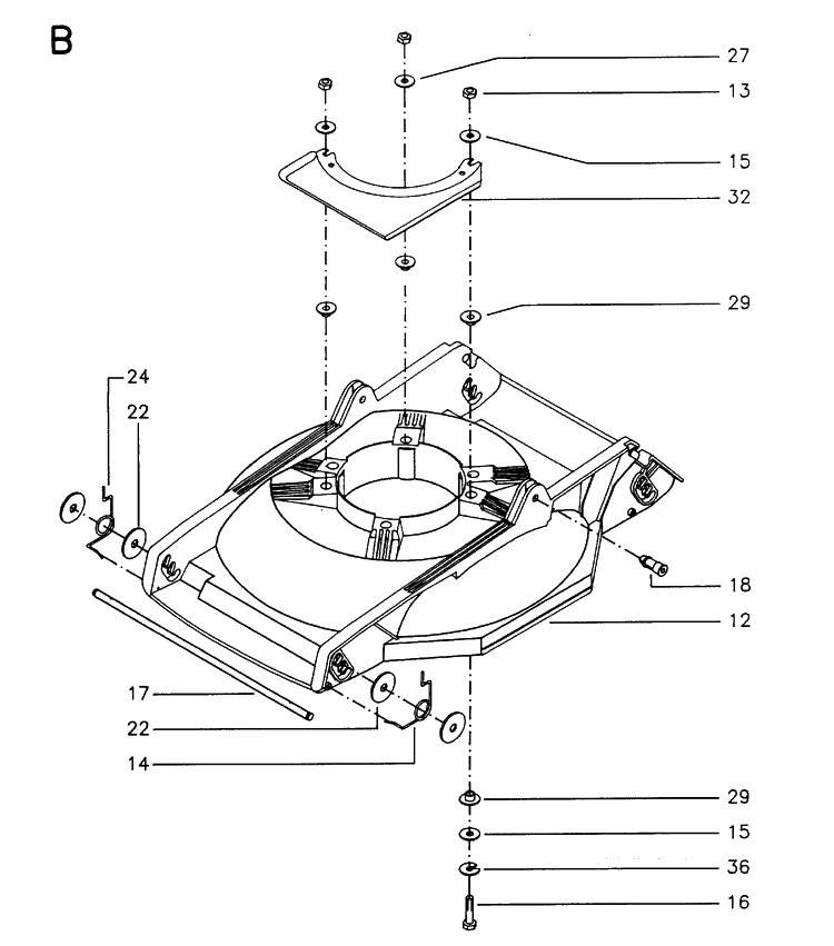 Frame Diagram and Parts List for MASTER46 1996-01 Husqvarna Lawn Mower
