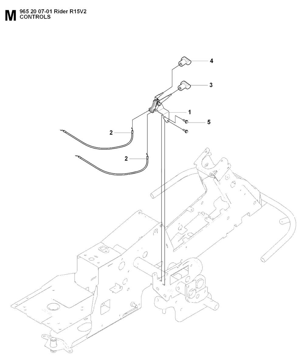 Controls Diagram and Parts List for R15-V2 (965200701)(2008-01) Husqvarna Lawn Tractor