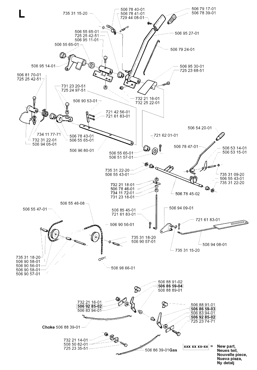 Controls Diagram and Parts List for PF18 2001-01 Husqvarna Lawn Tractor