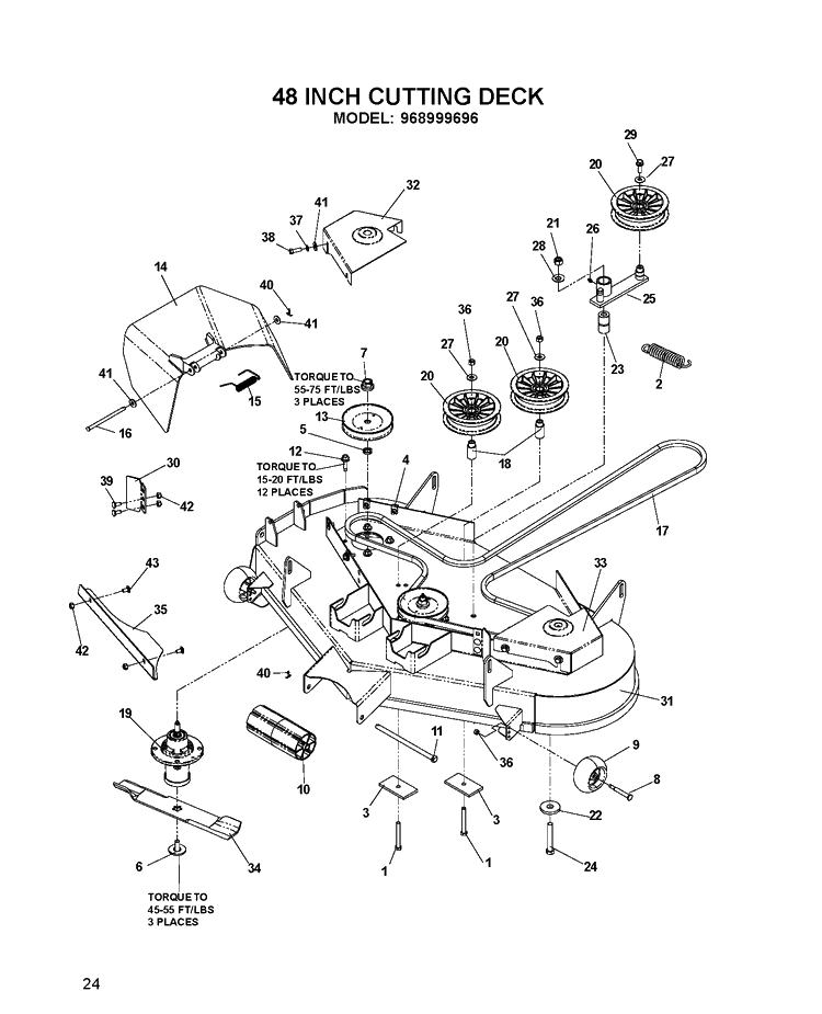 Mower Deck / Cutting Deck Diagram and Parts List for EZ4822 (968999696)(2007-07) Husqvarna Lawn Mower