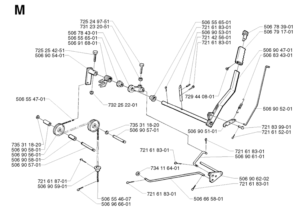 Controls Diagram and Parts List for R11 2002-02 Husqvarna Lawn Tractor