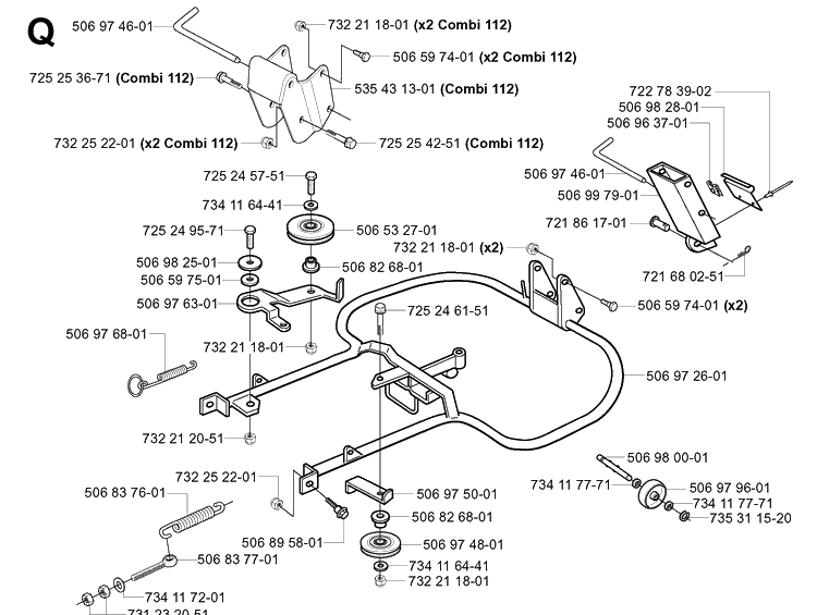 Frame Diagram and Parts List for PR15 2003-01 Husqvarna Lawn Mower