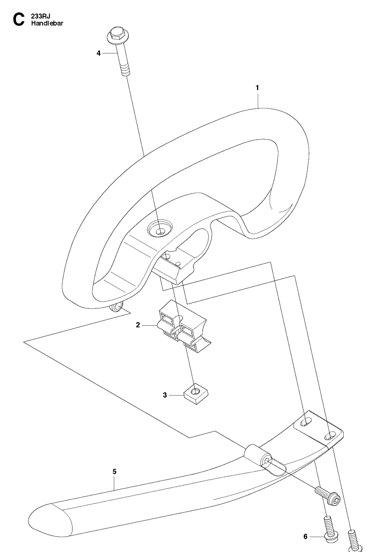 Handle Diagram and Parts List for 233RJ 20090100001-20112700000 Husqvarna Brush Cutter