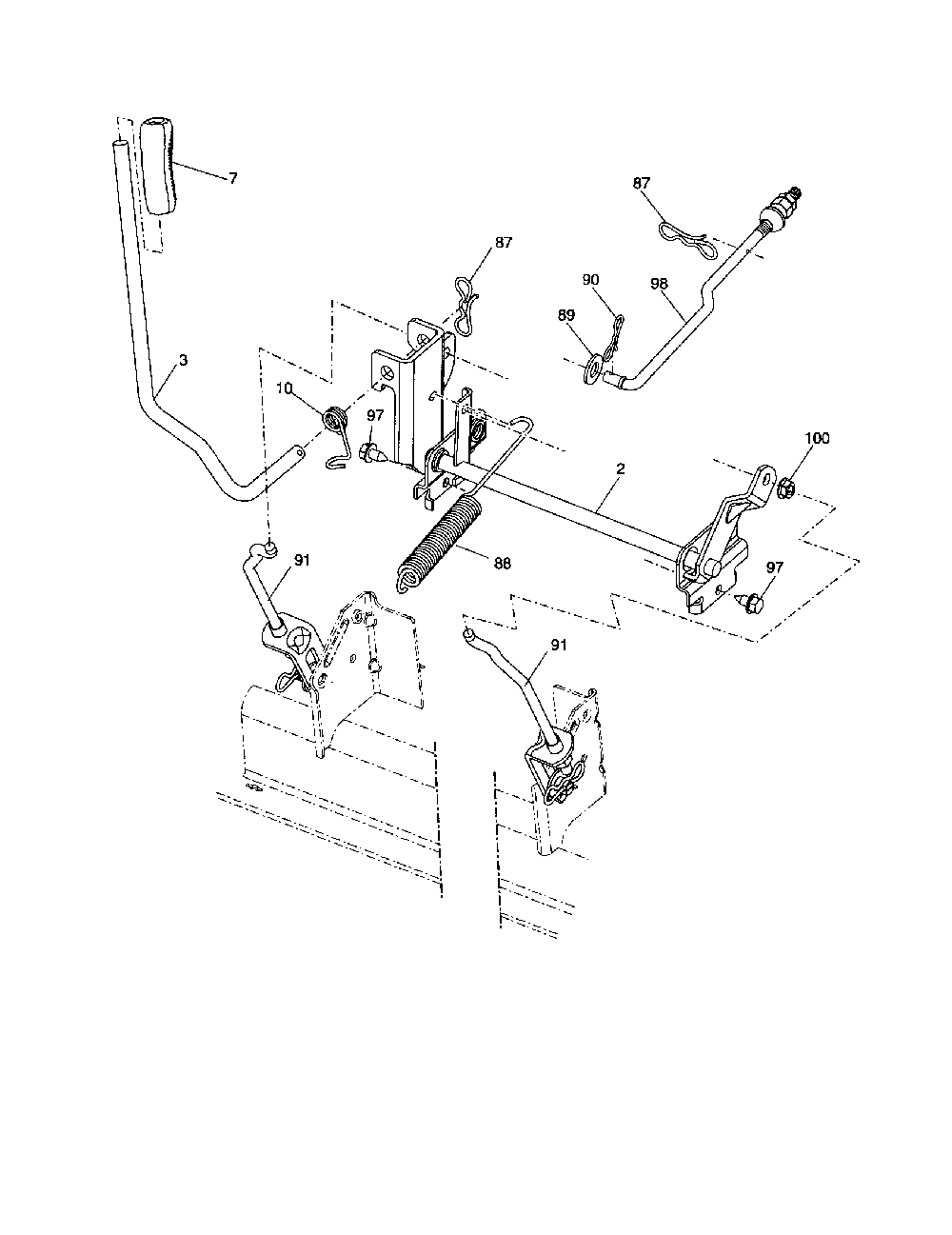 Mower lift Diagram and Parts List for YTH2246-917287542  Husqvarna Lawn Tractor