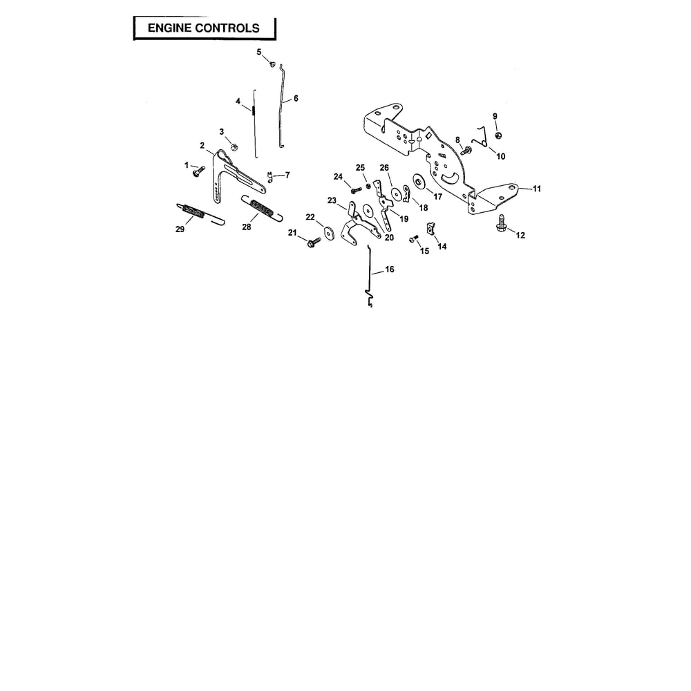Engine >> Engine Controls Diagram and Parts List for YTS4500  Husqvarna Lawn Tractor