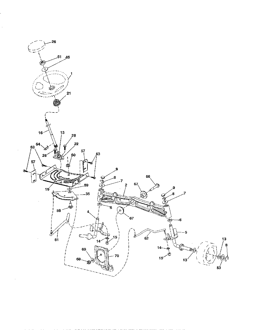 Steering Diagram and Parts List for 917240461  Husqvarna Lawn Tractor