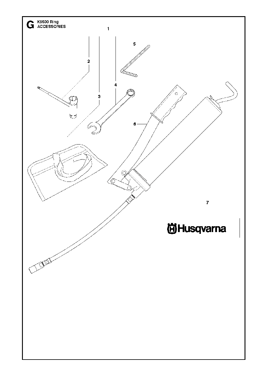 Accessories Diagram and Parts List for K6500RING 2013-09 Husqvarna Circular Saw