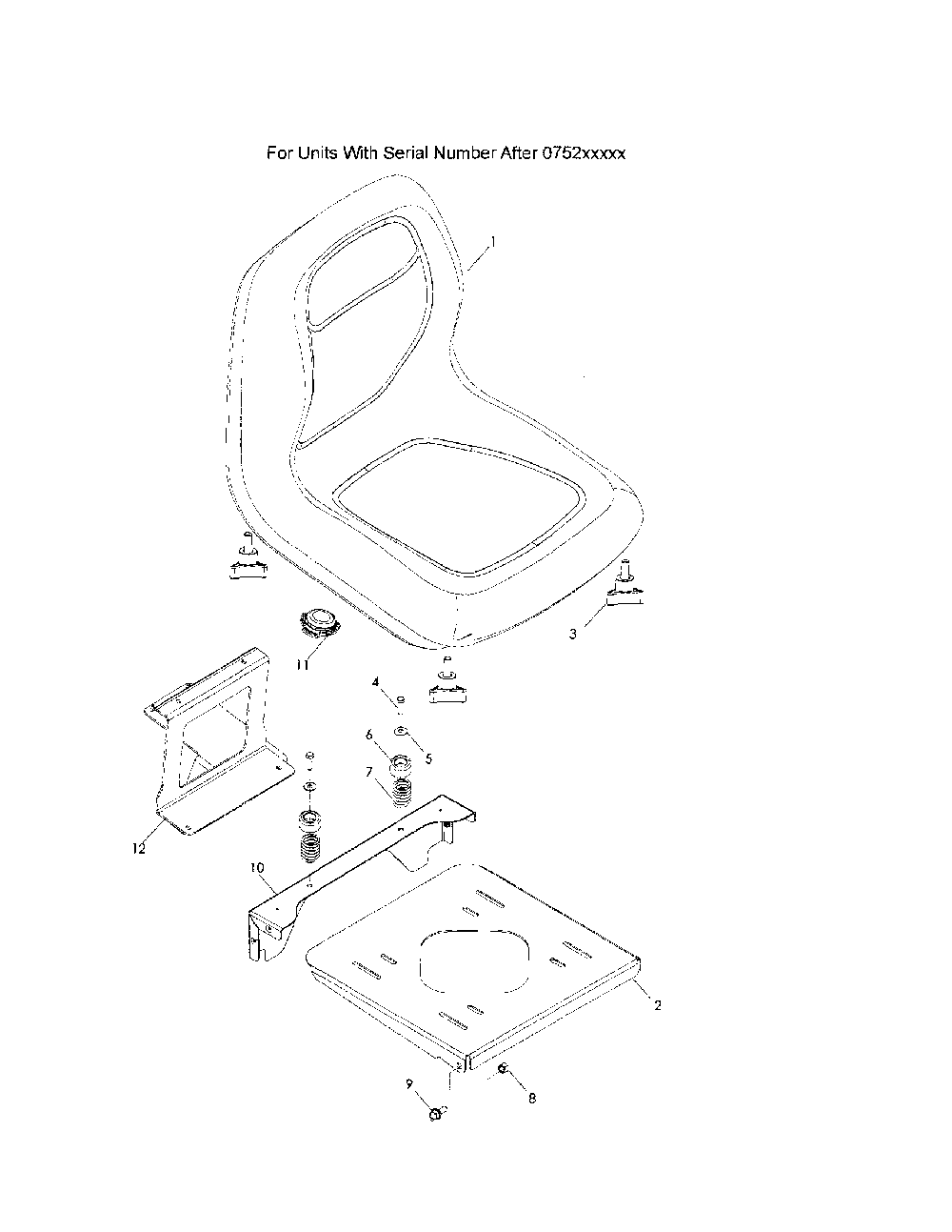 Seat Diagram and Parts List for Z4219BF-968999763  Husqvarna Lawn Mower