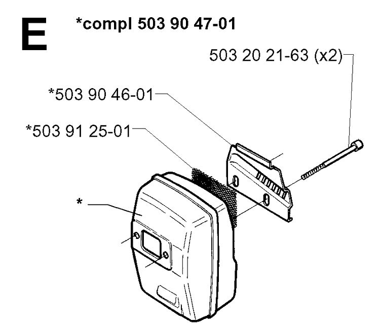 Muffler Diagram and Parts List for 240RBD 19970500001-20004000000 Husqvarna Brush Cutter