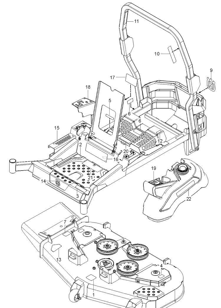 Decals Diagram and Parts List for Z554X (9679300100)(2018-08) Husqvarna Lawn Mower