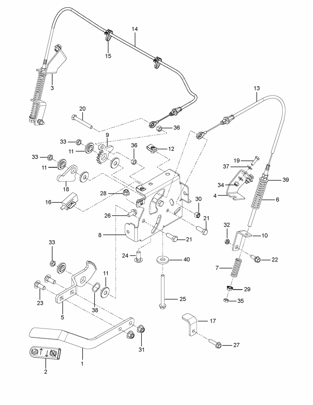 Parking Brake Diagram and Parts List for MZ28ZTBF966582501-00 2010-02 Husqvarna Lawn Tractor