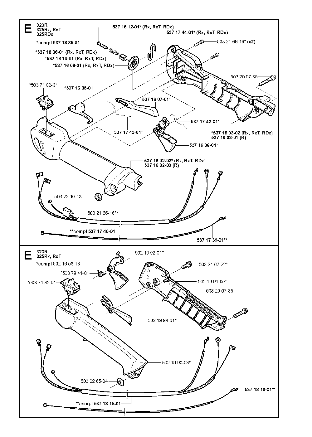Throttle Controls Diagram and Parts List for 325RXT 2002-01 Husqvarna Brush Cutter