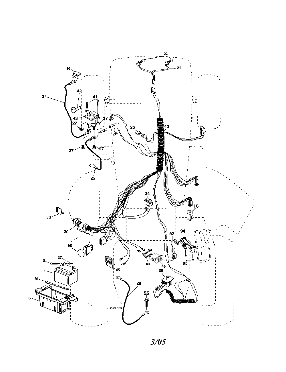Electrical Diagram and Parts List for 917279060  Husqvarna Lawn Tractor