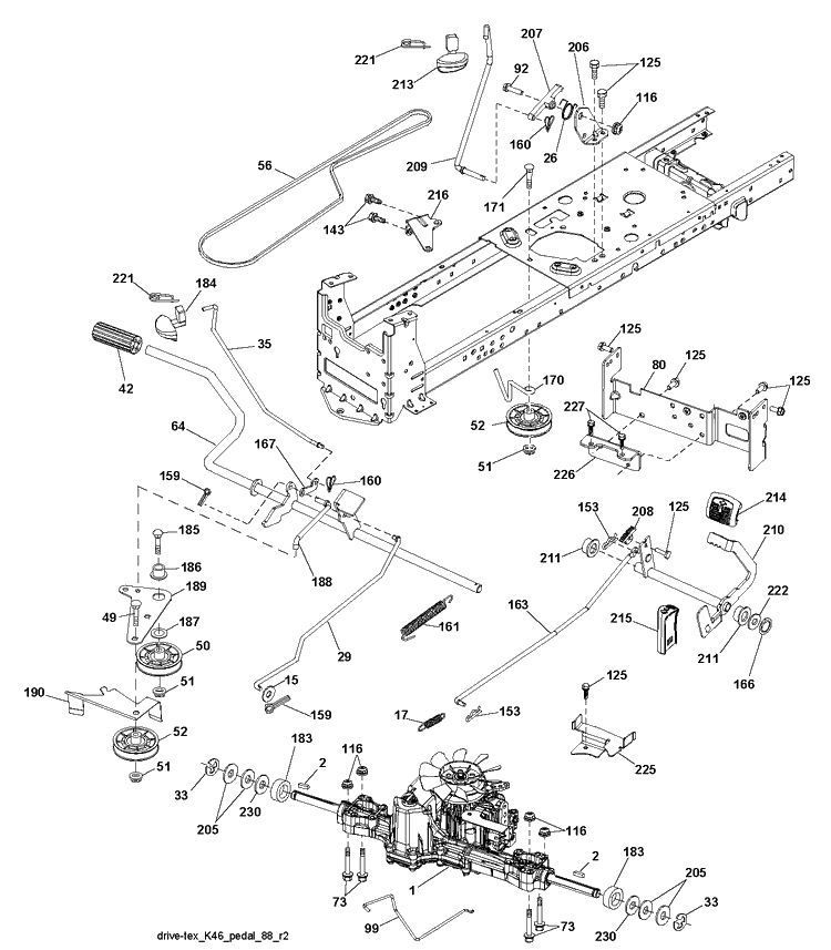 Drive Diagram and Parts List for YTH22V46 (96045004100)(2012-09) Husqvarna Lawn Tractor