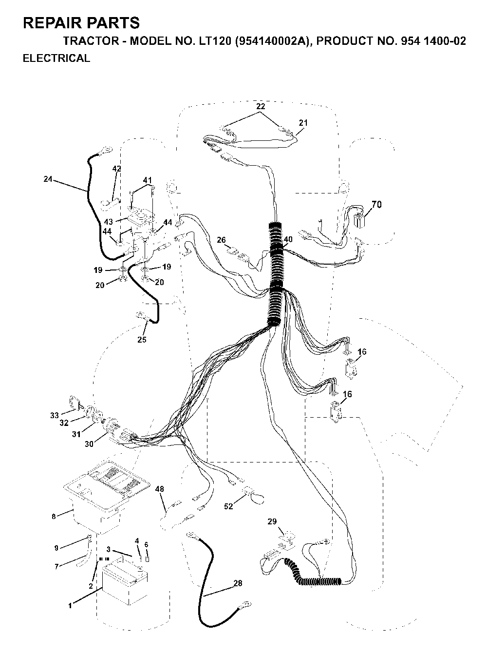Electrical Diagram and Parts List for LT120 (954140002A)(1997-01) Husqvarna Lawn Tractor