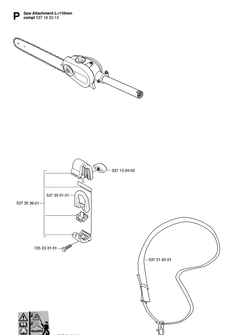 Attachments 3 Diagram and Parts List for 323P 20062700001-Current Husqvarna Pole Saw