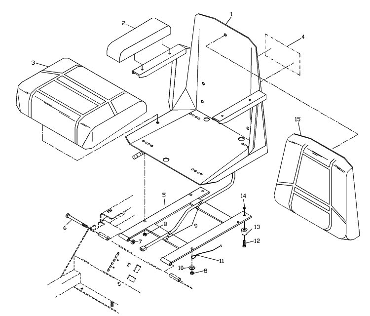 Seat Assembly Diagram and Parts List for ZTH4217A (539104770-01)(2000-03) Husqvarna Lawn Mower