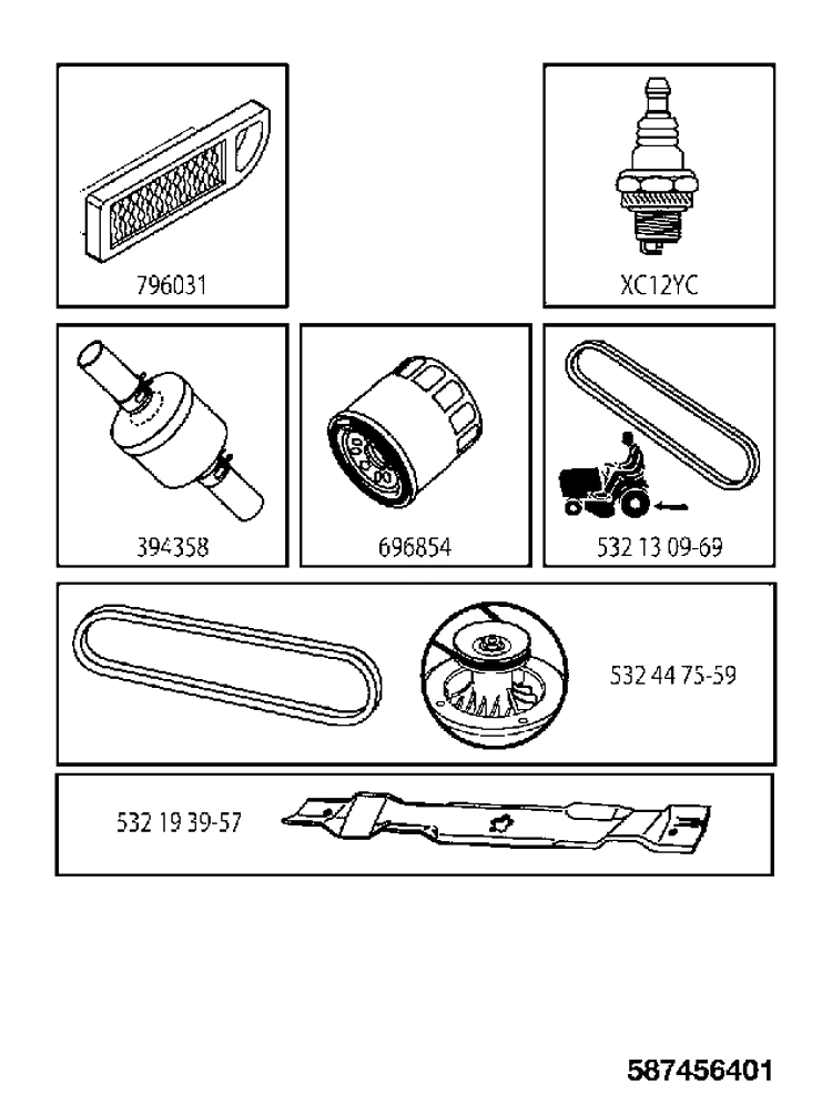 Accessories Diagram and Parts List for TS238 (96041036900)(2014-09) Husqvarna Lawn Tractor