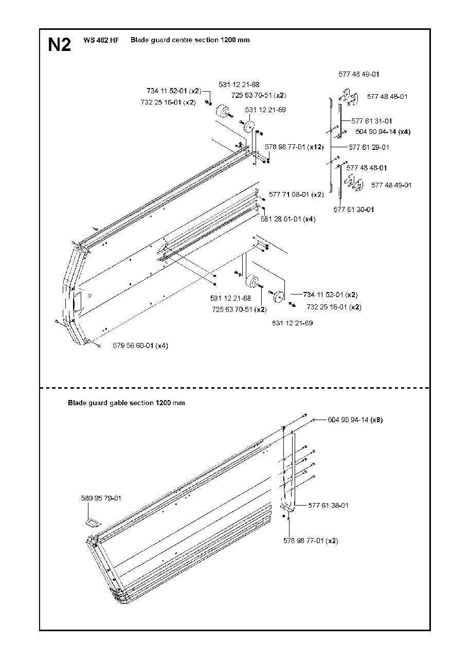 Guards 1200mm Diagram and Parts List for WS440HF (00000008382 - 20134408468)(2012-07) Husqvarna Circular Saw