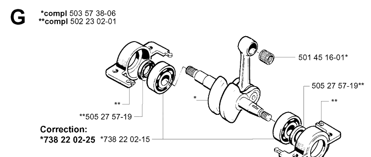 Crankshaft Diagram and Parts List for 245 20010100001-Current Husqvarna Brush Cutter
