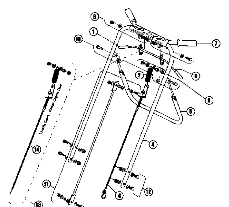 Handle And Control Diagram and Parts List for AR25 2003-08 Husqvarna Aerator